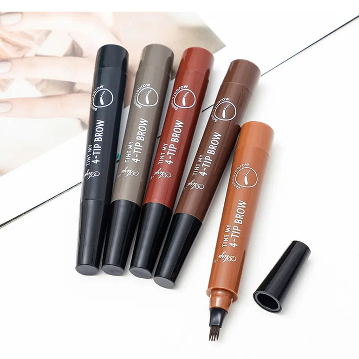 Precyzyjny długopis do brwi, aplikator z 4 końcówkami, efekt cienkich włosków, naturalny wygląd, akcesoria do makijażu dla kobiet, długotrwały