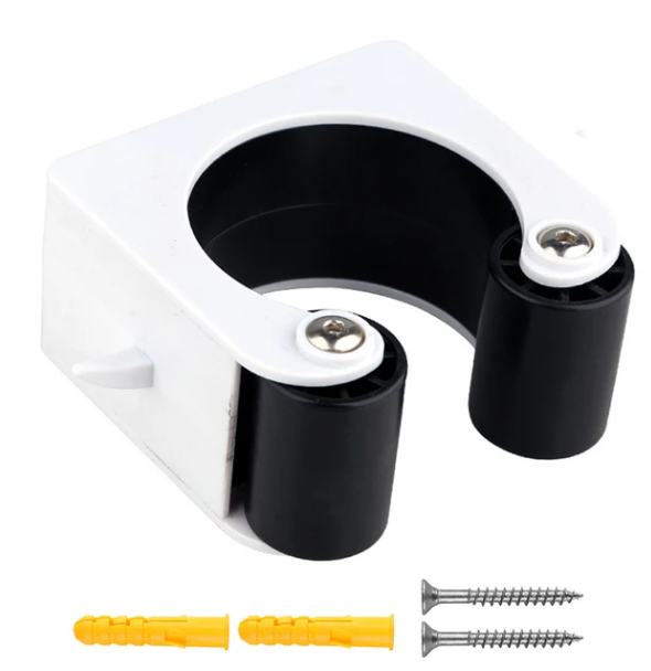 Solidny plastikowy uchwyt ścienny na rower, niebieski, optymalizujący przestrzeń i ułatwiający praktyczne pionowe przechowywanie.