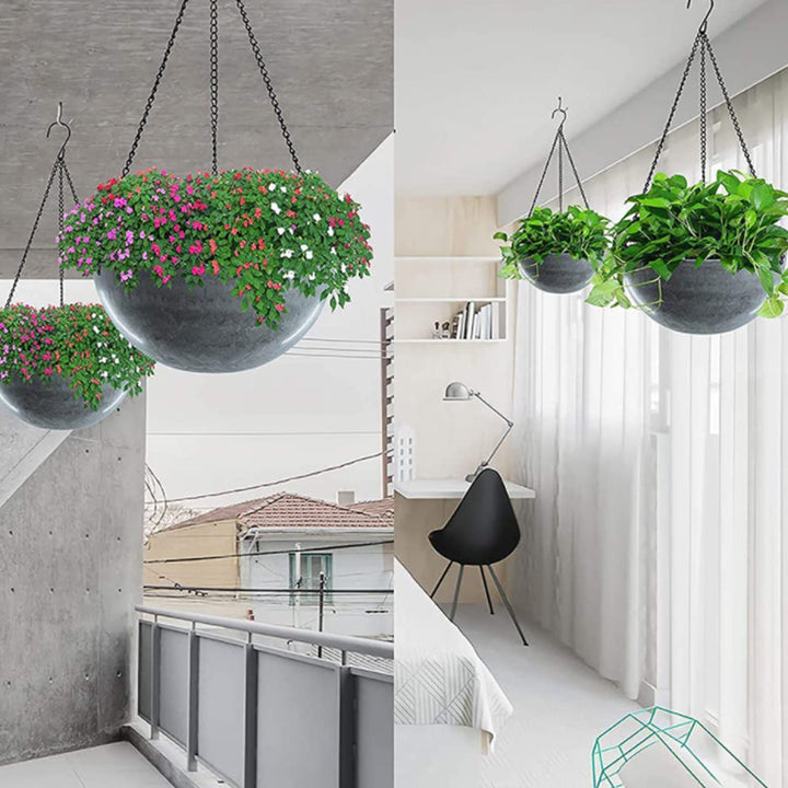 Wytrzymała metalowa zawieszka na rośliny z łańcuchem, idealna na doniczki, elegancko ozdobi ogród i balkon.