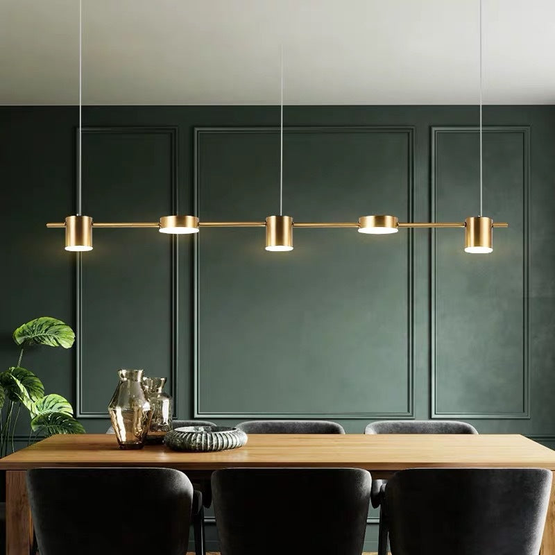 Nowoczesna czarno-złota lampa wisząca LED z aluminium, elegancka i minimalistyczna, idealna do współczesnego wnętrza, z 3 lub 5 światłami