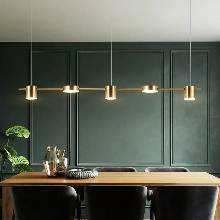Nowoczesna czarno-złota lampa wisząca LED z aluminium, elegancka i minimalistyczna, idealna do współczesnego wnętrza, z 3 lub 5 światłami