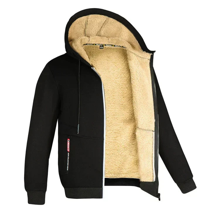 Męska bluza polarowa z kapturem na zamek na zimę, nowoczesny styl, dostępna w różnych kolorach i rozmiarach S do 3XL.