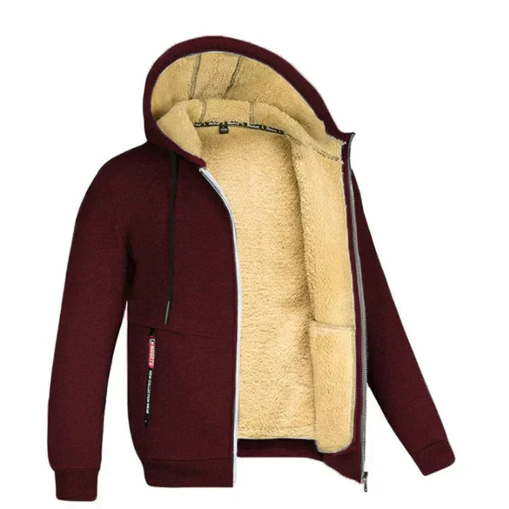 Męska bluza polarowa z kapturem na zamek na zimę, nowoczesny styl, dostępna w różnych kolorach i rozmiarach S do 3XL.
