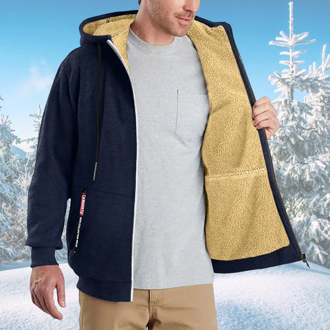 Męska bluza polarowa z kapturem na zamek na zimę, nowoczesny styl, dostępna w różnych kolorach i rozmiarach S do 3XL.