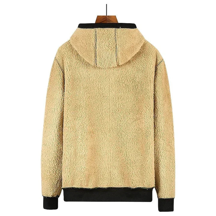 Męska bluza polarowa z kapturem na zamek na zimę, nowoczesny styl, dostępna w różnych kolorach i rozmiarach S do 3XL.