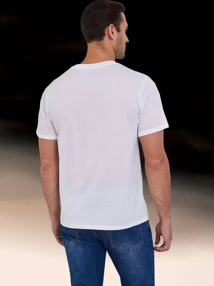 Męska elegancka koszulka Henley w kolorze zielonym, klasyczny krój, lekki i oddychający materiał, swobodny i wyrafinowany styl.