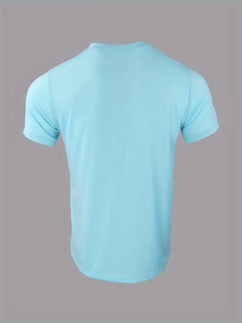 Męska elegancka koszulka Henley w kolorze zielonym, klasyczny krój, lekki i oddychający materiał, swobodny i wyrafinowany styl.