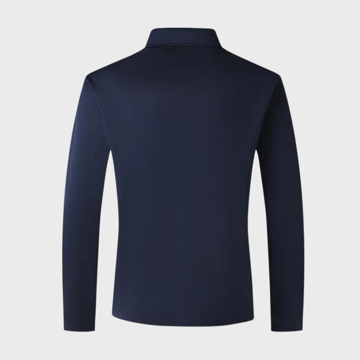 Męska koszulka z długim rękawem w kolorze czarnym, elegancki fason, miękki i oddychający materiał, idealna do eleganckich i wygodnych stylizacji.