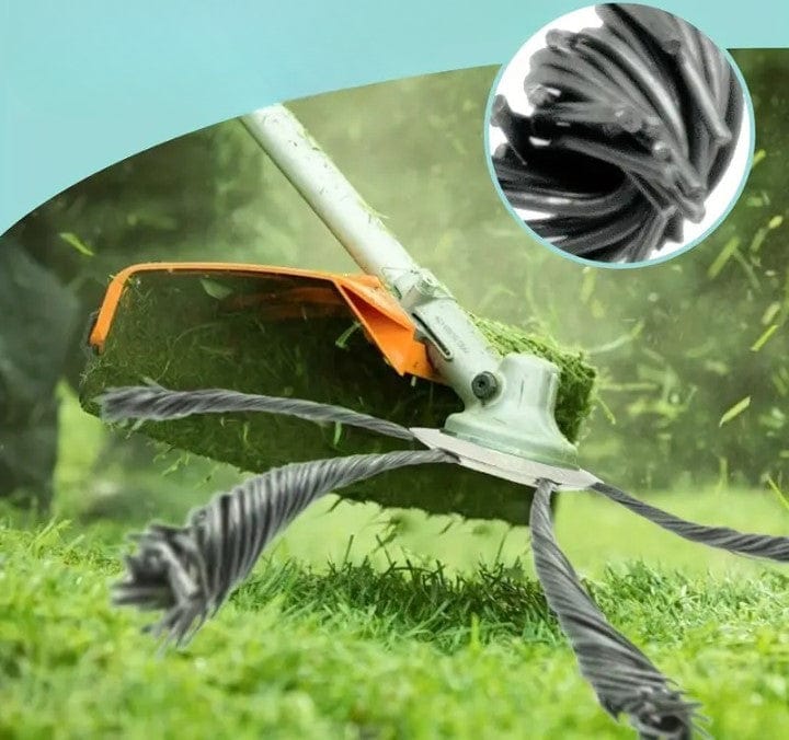 Ergonomiczna głowica trymera, solidne ostrza, precyzyjne cięcie; narzędzie ogrodnicze, lekkie, skuteczne odchwaszczanie.