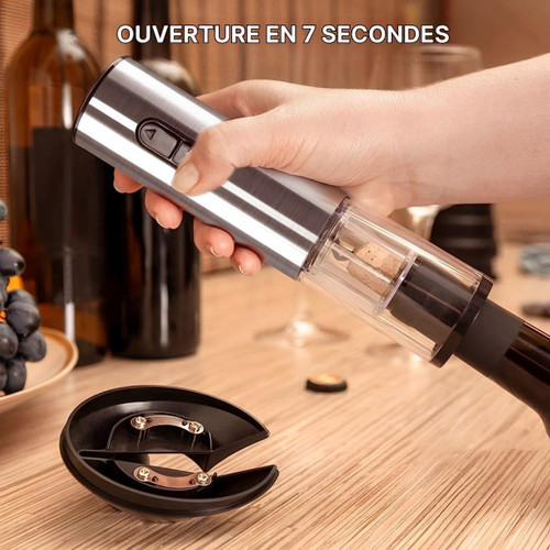 Elektryczny korkociąg ze stali nierdzewnej 5 w 1, elegancki zestaw z akcesoriami do łatwego otwierania butelek wina.