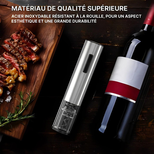 Elektryczny korkociąg ze stali nierdzewnej 5 w 1, elegancki zestaw z akcesoriami do łatwego otwierania butelek wina.