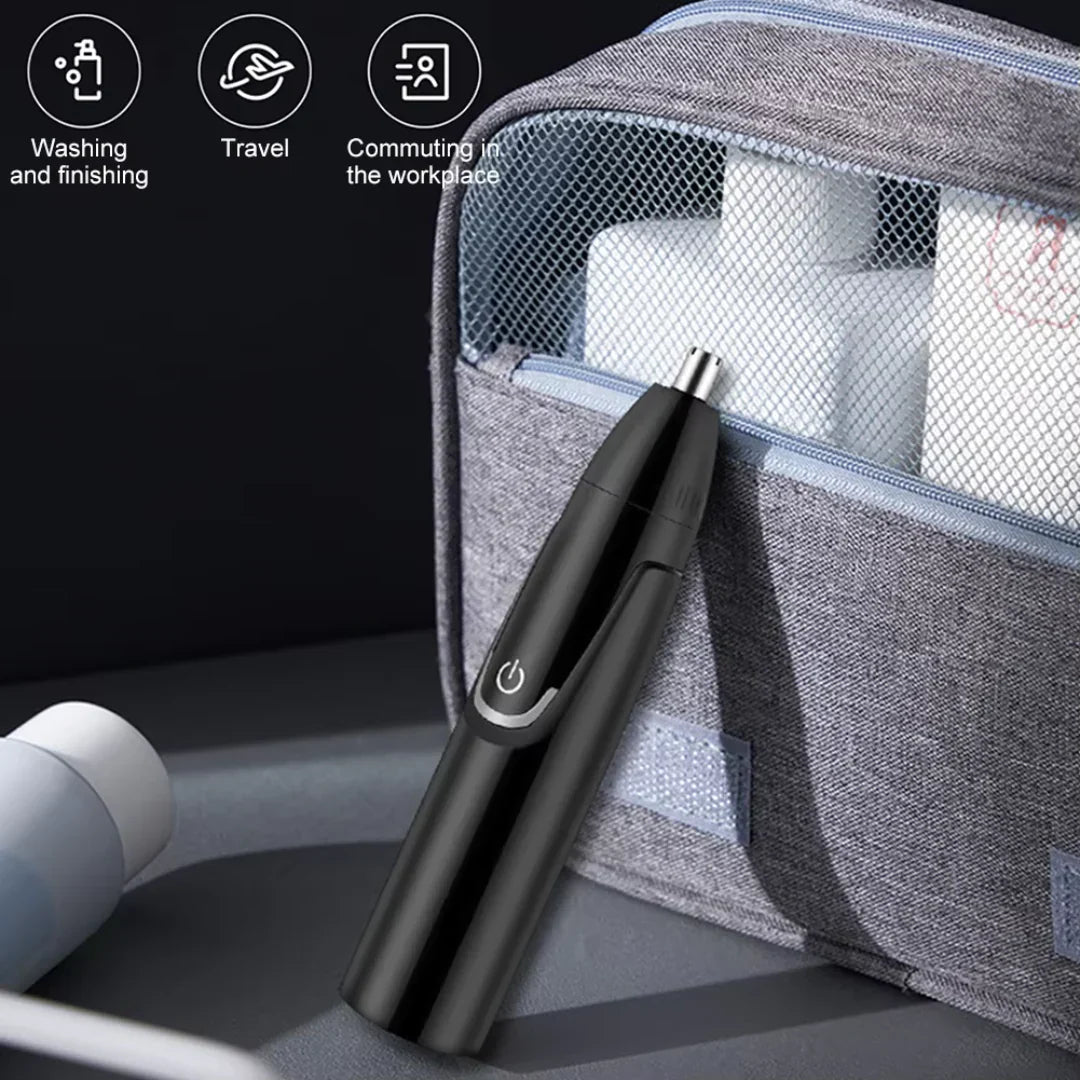 Akumulatorowy trymer do nosa i uszu, nowoczesny design, ergonomiczny, cichy, do precyzyjnej i komfortowej pielęgnacji.