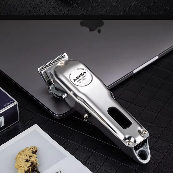 Cicha bezprzewodowa maszynka dla psów i kotów, srebrne i złote wykończenie, precyzyjne cięcie, wysokiej jakości ostrza, łatwa pielęgnacja