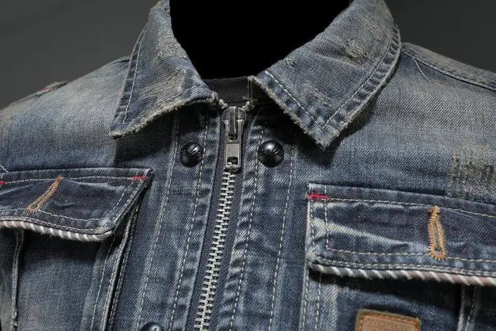 Męska kurtka jeansowa Antoine w stylu retro, solidny materiał i praktyczne kieszenie, dla ponadczasowego, szykownego wyglądu.