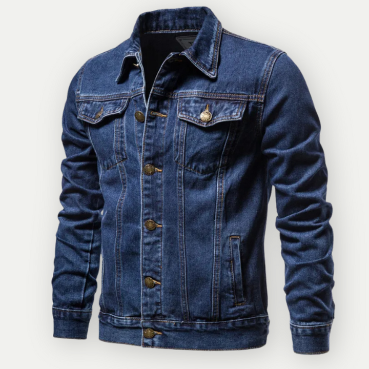 Jeansowa kurtka w jasnym odcieniu denimu, z eleganckim krojem i praktycznymi kieszeniami, tworząca miejski styl.