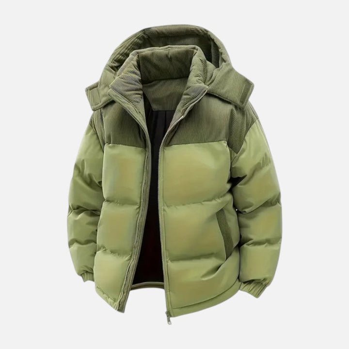 Pikowana kurtka zimowa unisex z kapturem, idealna na mrozy