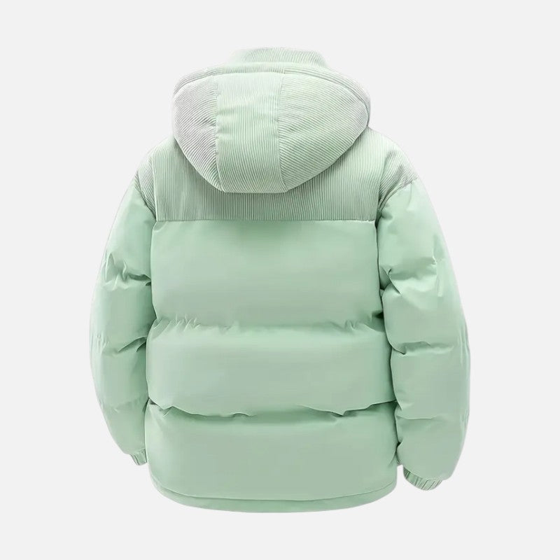 Modna kurtka zimowa, unisex, kolorowe bloki