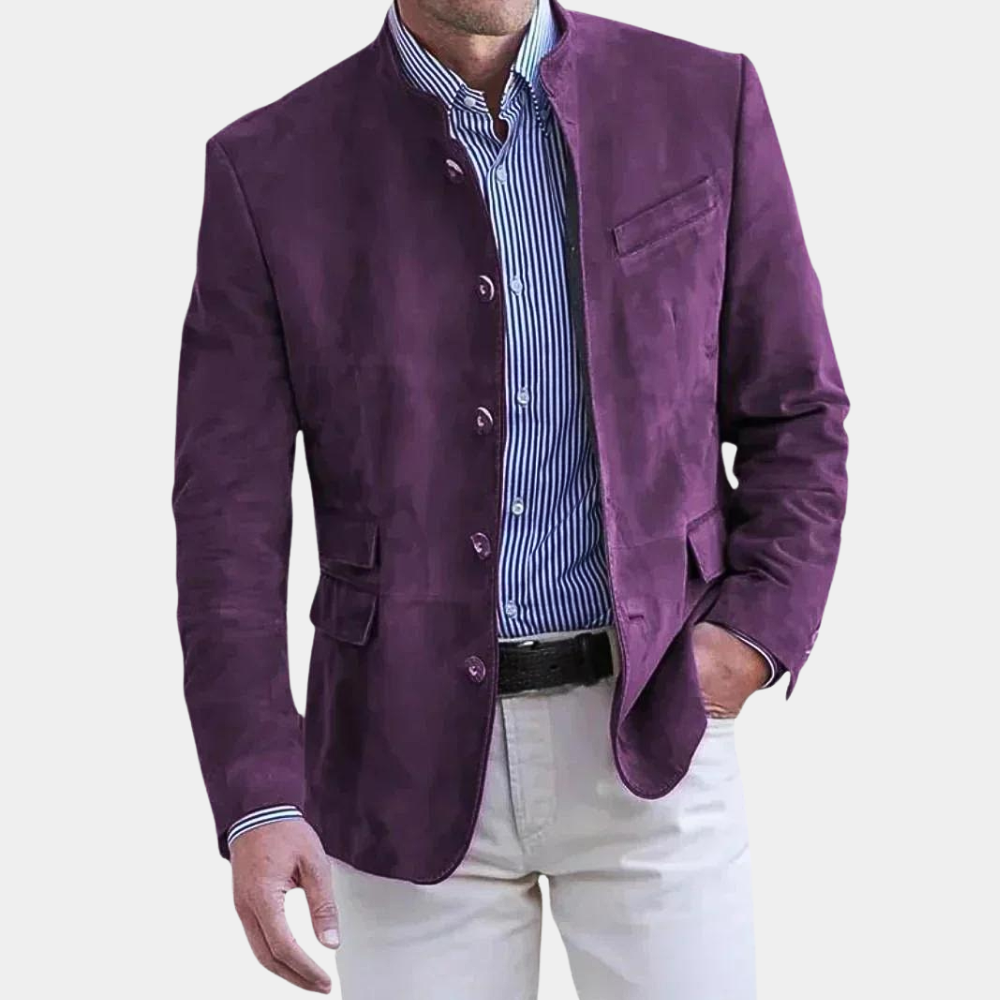 Brązowa męska kurtka Veteuri w klasycznym, eleganckim stylu, z czystymi liniami, szykowna i wszechstronna.