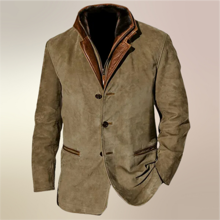 Męska kurtka vintage w eleganckim zielonym kolorze, styl retro, idealna do stylizacji klasycznych i nowoczesnych, wszechstronna i wyrafinowana.