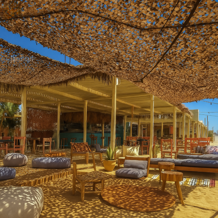 Zewnętrzna siatka maskująca 3D w kamuflażu, odporna na promieniowanie UV, lekka, łatwa w montażu, do użytku na zewnątrz.