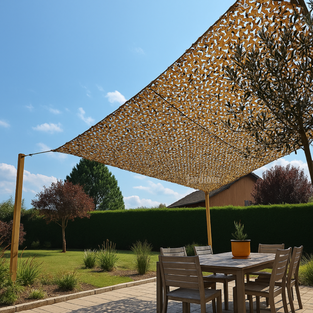 Wodoodporna siatka maskująca w kamuflażu, z wzmocnionymi oczkami, łatwa do przechowywania.